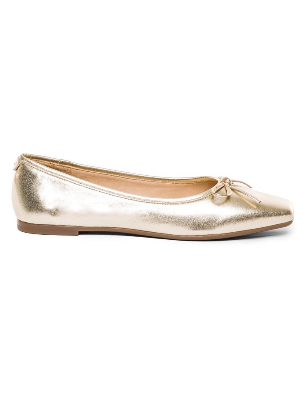 Bernardo Gwynn Champagne Gold Ballet Flats 8M NWOT Square Toe Bow Anthropologie